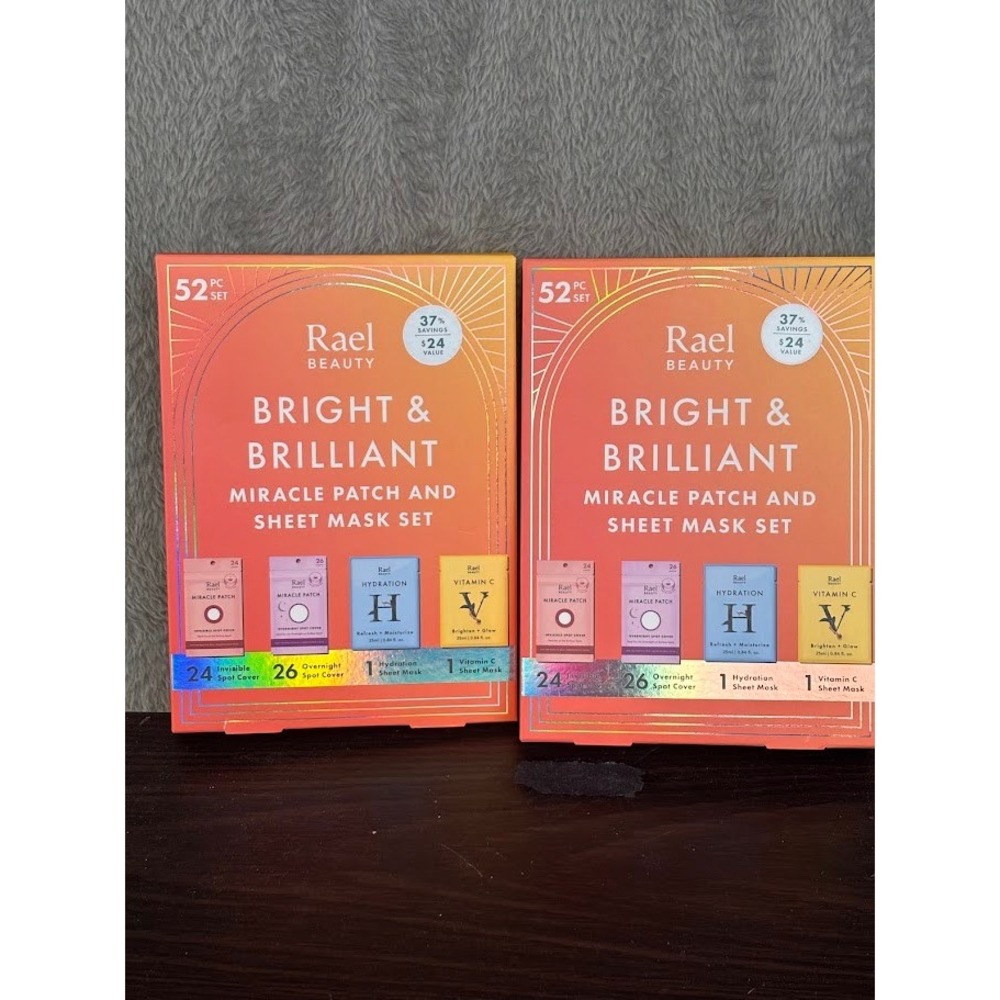 2 - Rael Beauty Bright & Brilliant Miracle Patch and Sheet Mask Set 52pc New Box